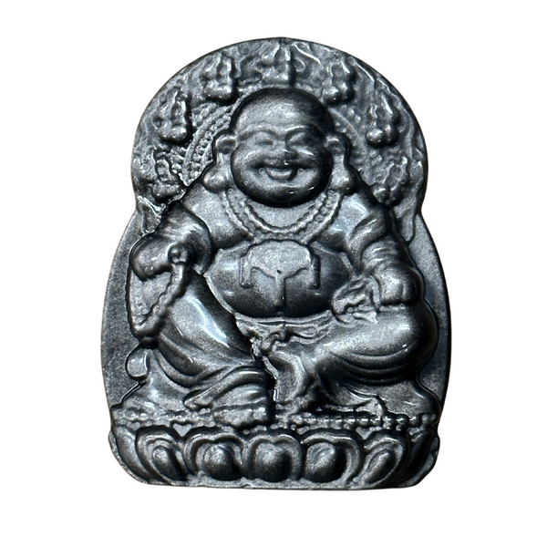 Golden Sheen Obsidian Buddha