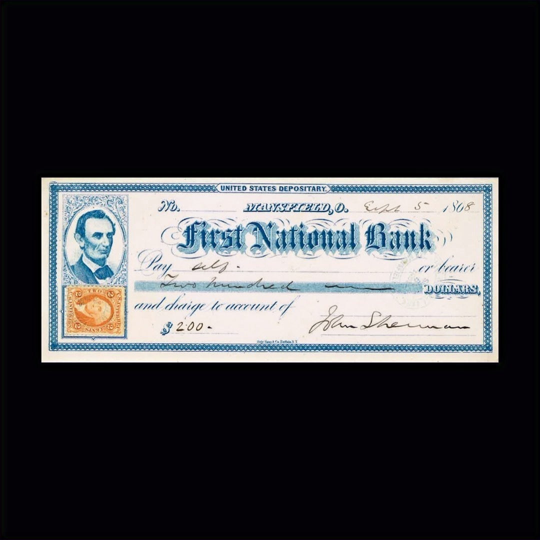 1868 First National Bank Signed Check