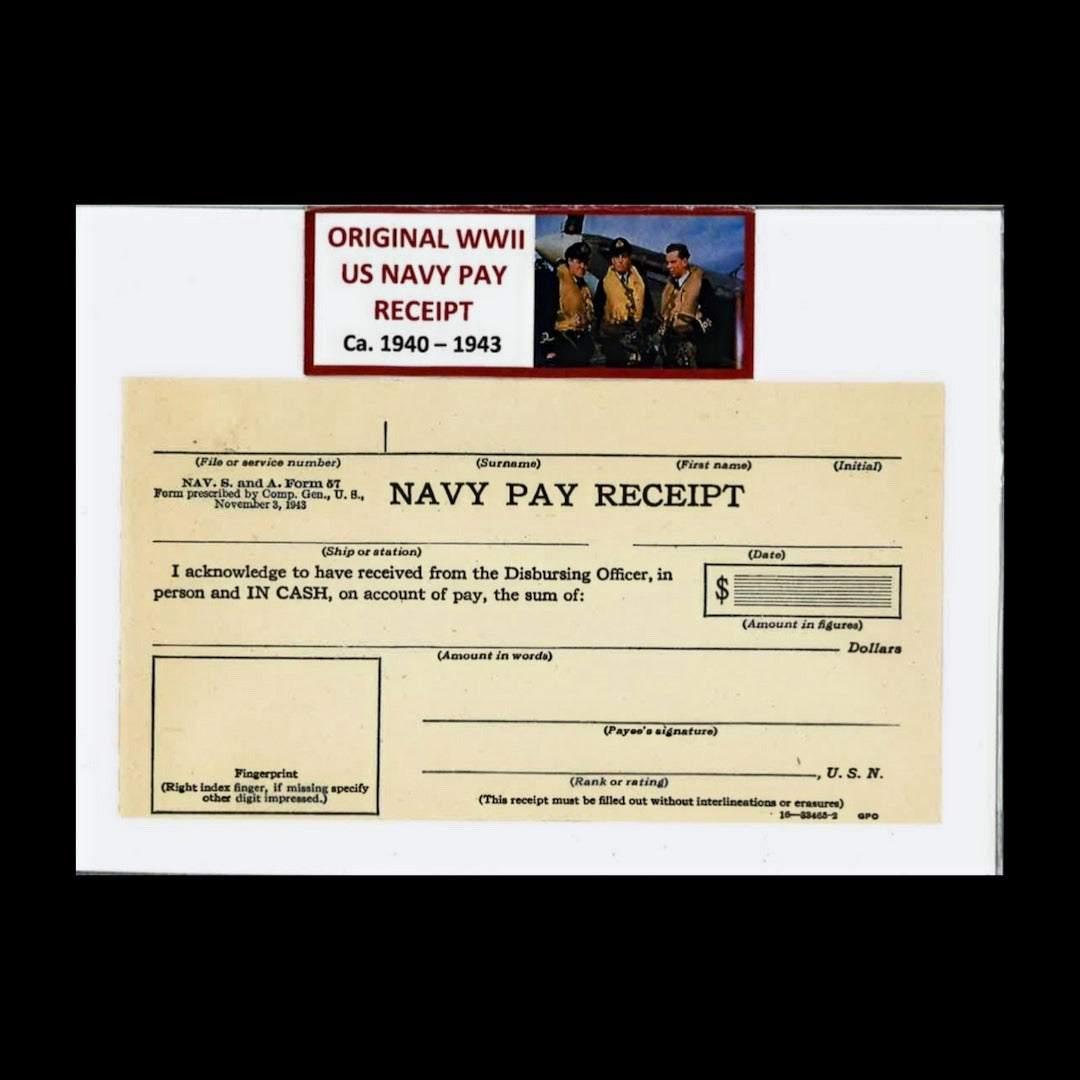 Original WW2 U.S. Navy Pay Receipt
